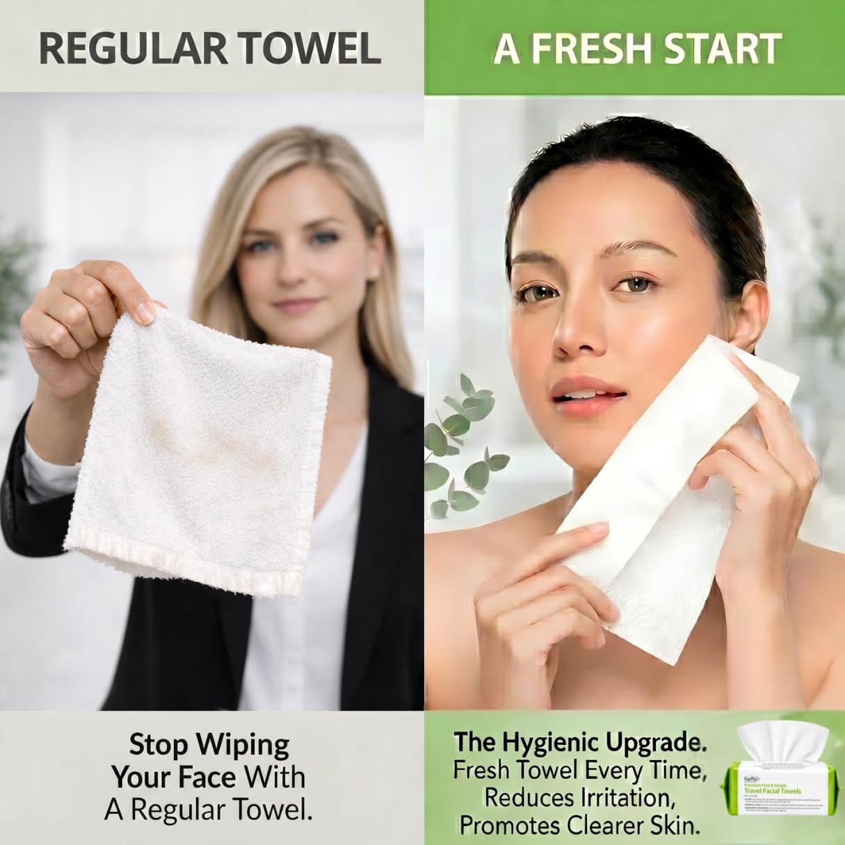 ForPro Travel Size Disposable Face Towels, 8"x8" Compact Dry Wipes Bulk Pack, Ultra Soft Lint-Free Viscose Makeup Remover Pads for Sensitive Skin, Biodegradable, Vegan, 600-Count