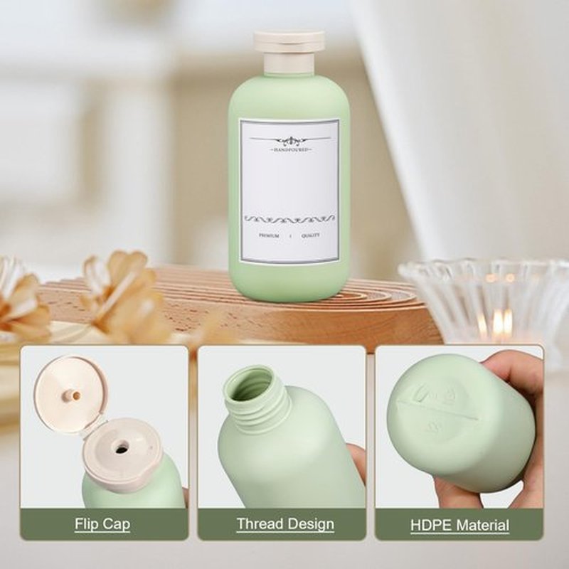 UMETASS 6.8oz Travel Bottles for Toiletries, Empty Plastic Squeeze Bottles with Flip Cap, Lotion Container for Toiletries (3 Pack, Green)