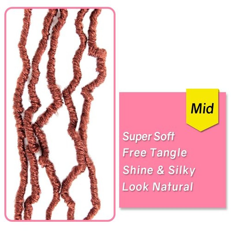 SERENDIPA Boho Faux Locs Curly End, 14 Inch Short Pre-Looped Soft Crochet Goddess Locs Synthetic Hair (6 Packs, 350#, Ginger Red)
