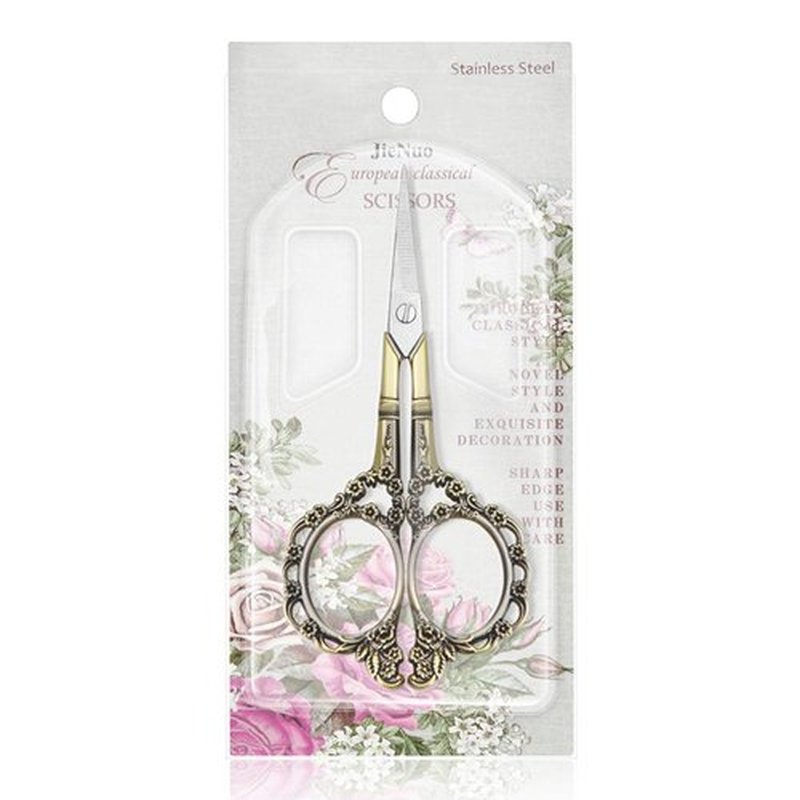 Professional Manicure Scissors, EBANKU Vintage Stainless Steel Cuticle Precision Beauty Grooming for Nail, Facial Hair, Eyebrow, Eyelash, Nose Hair (Bronze)