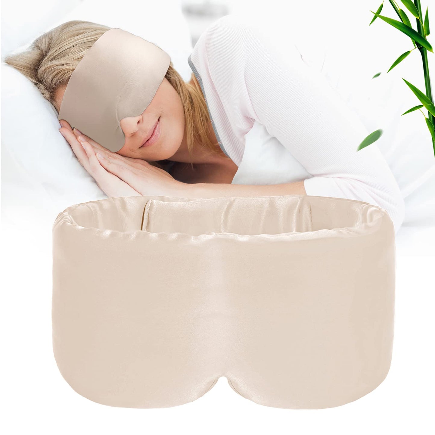 iCooBreeze 100% Handmade Bamboo Sleeping Eye Mask for Women for Men,Night Masks,Organic Sleep Mask,Blockout Eye Mask for Sleeping,Large Size Adjustable