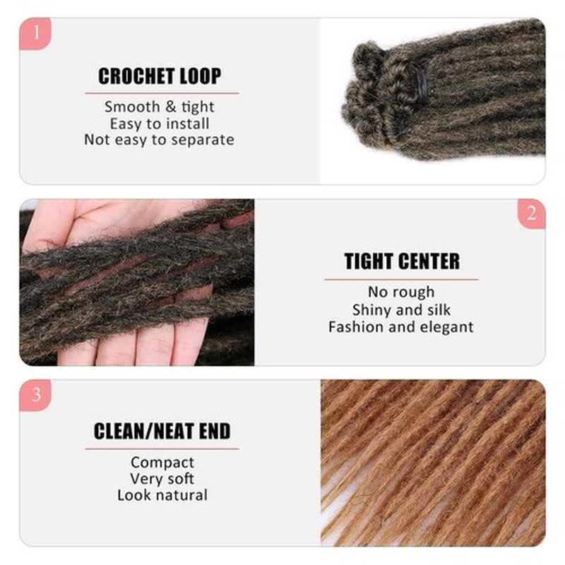 DAIRESS 36 Inch 20strands/pack Synthetic Dreadlocks Extensions Thin 0.6cm Soft Reggae Hair Hip-Hop Style Dread Extensions Long Crochet Braids For Hippie Dread locks Hair(1B-27,20strands/pack)