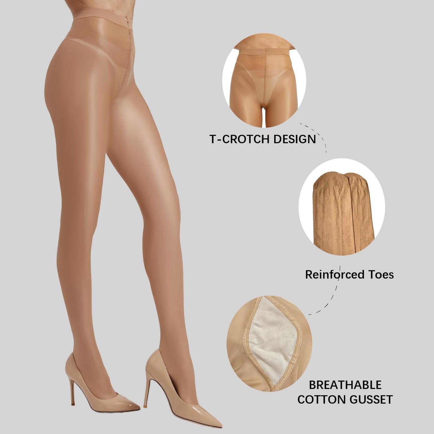 Hoxcaki Shiny Pantyhose for Women 40D Glossy Shimmer Dance Tights
