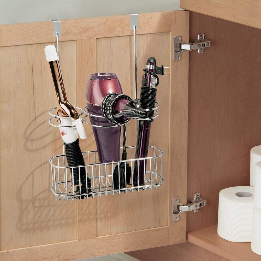 Hair Tool Organizer Basket - Over Cabinet Storage for Hair Dryers & Irons - Bronze