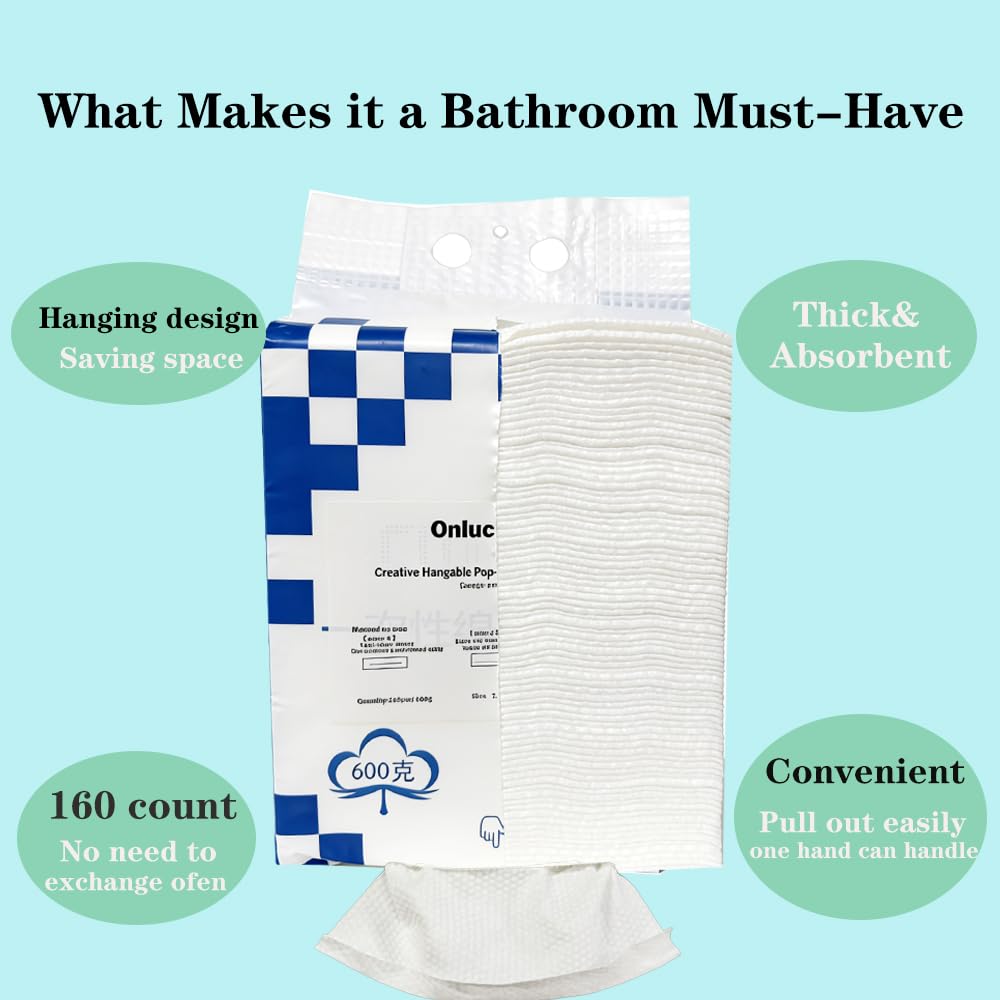 【Large Pack】Disposable Face Towels 160 Count,Hanging Design100% Bio-based Viscose Ultra Thick Face Towelettes,Dual-Texture,Single Use Face Towels Dry Wipes for Blemish or Sensitive Skin (160 count)