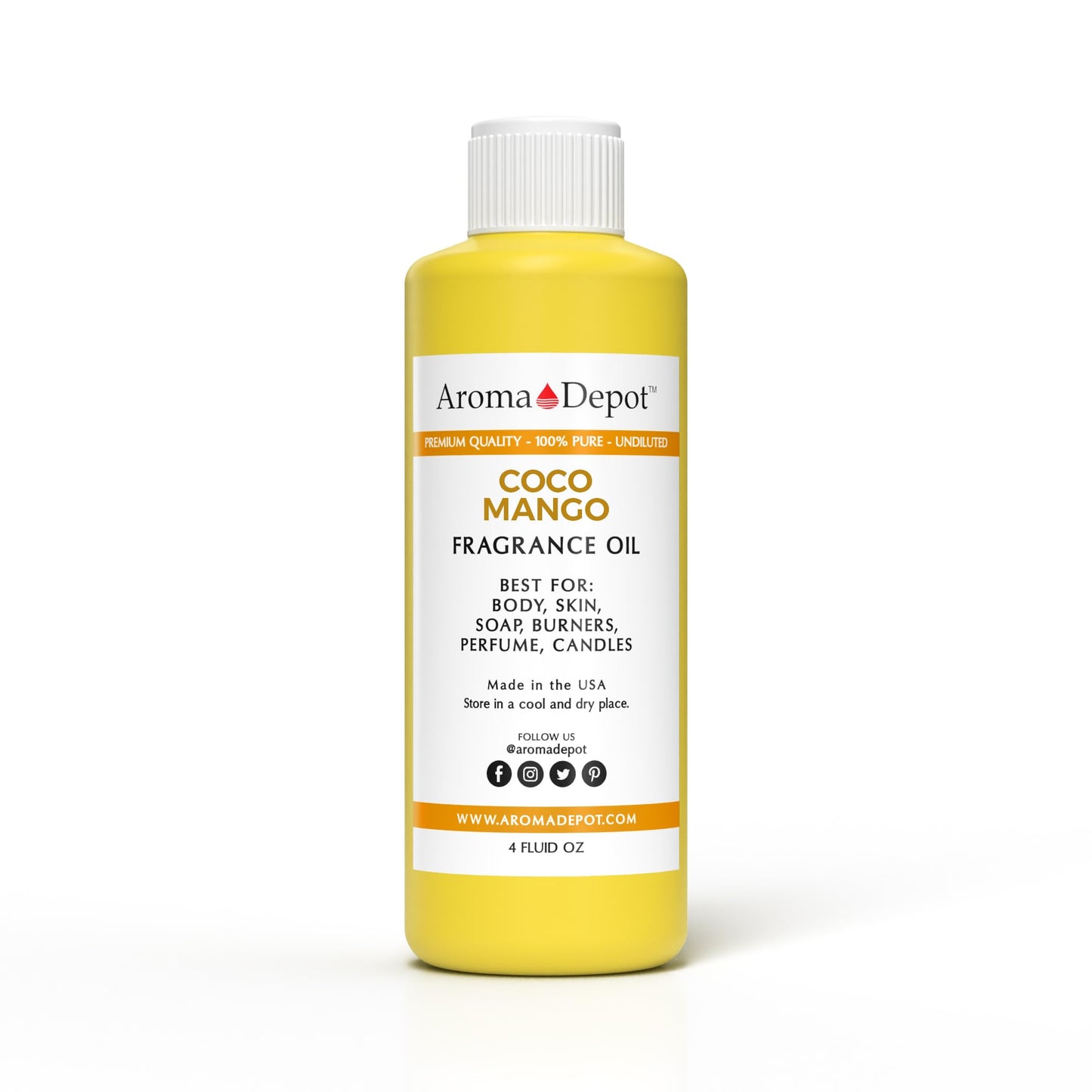Aroma Depot 4 oz / 4 Ounce Coco Mango Unisex Perfume/Body Oil Our Interpretation, Premium Quality Uncut Fragrance Oil Soap, Candle Making & Incense