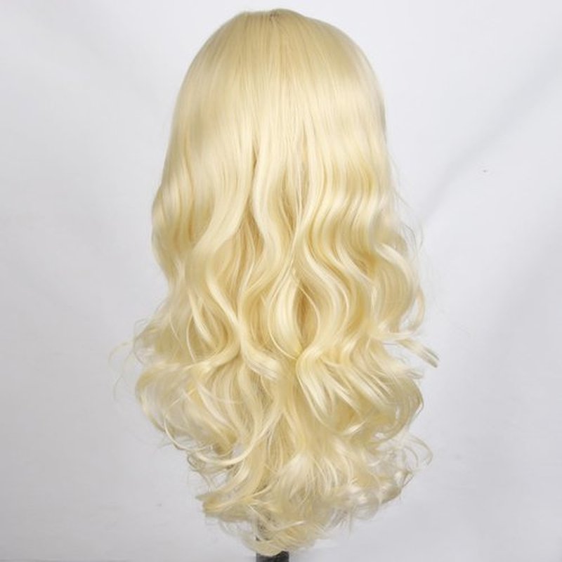 RightOn Blonde Wig Long Wavy Wig Charming Full Synthetic Wigs for Women Natural Curly Wig Long Wig Light Blonde Wigs with Wig Cap