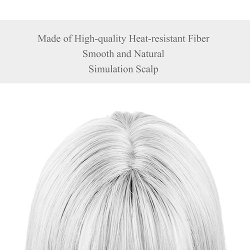sorkwo White Wig for Women Long White Wig Curly Wavy Hair Wigs for Daily Harajuku Lolita White Cosplay Wig Party Wig
