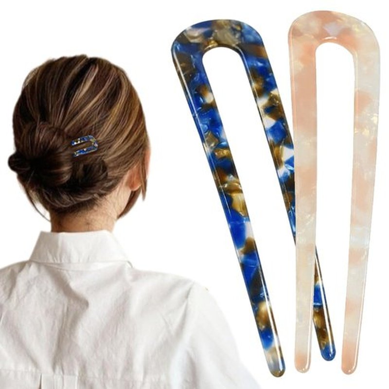 French Hair Pin, 2024 New U-Shaped Hair Pins for French Twist Hair, French Twist Hair Pins/Hair Fork for Thick Hair Buns Chignons, French Pins Hair Clips Hair Style Accessories for Women (E)