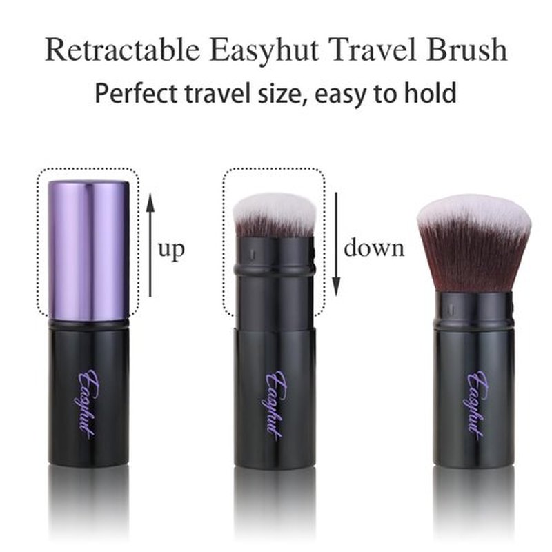 Retractable Kabuki Makeup Brushes 2 Pcs Blush Brushes Set Portable Powder Brushes with Flat and Angled Top for Liquid Cream Cosmetics Travel. (violet)