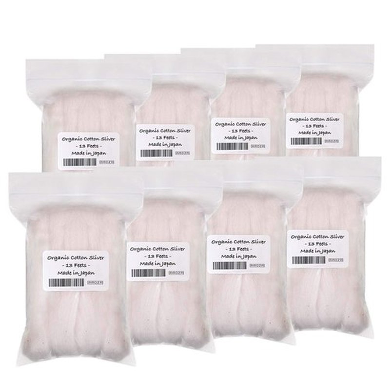 Japanese Organic Cotton Sliver 13 Feets 100% Organic Unbleached [Made in Japan] (8 Packs)