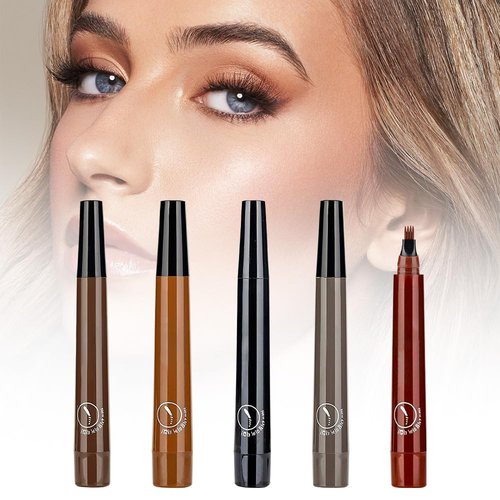 Magic Eyebrow Pencil, 4 Tipped Precise Brow Pen 3D Waterproof Microblading Eyebrow Pencil Contouring Pen, Long-Lasting Eyebrow Brush Fine Stroke Microblade Eyebrow Pencil (Colorful)