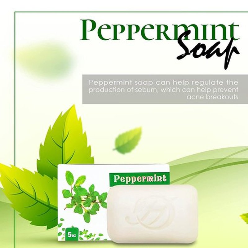 HERBOGANIC Peppermint Herbal Soap | Pack of 3 of 5oz soap Bar | Natural Bar Soap for Face and Body | Hydrating and Nourishing | Suitable for Men and Women