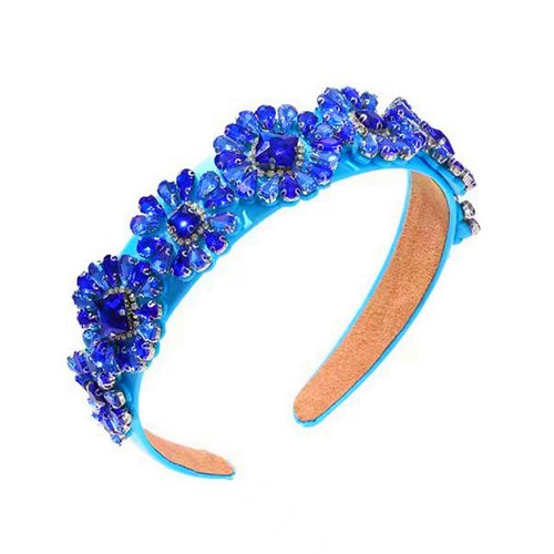 MUQINGWAN Fashion Women's Headband, Women Headband Gorgeous Retro Crystal Rhinestone Girl's Headband, Accessories For Women And Girl (Blue)