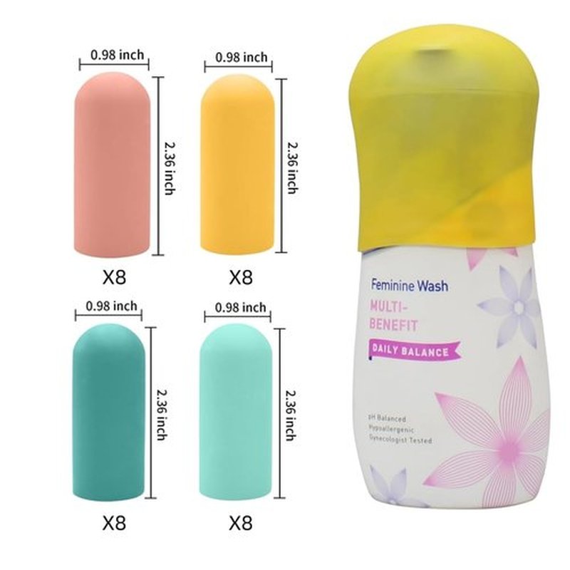 TRANOMOS 32 Pack Silicone Bottle Covers, Travel Essentials for Women Men, Travel Size Toiletries, Cruise Ship Essentials, Accessories Luggage, Travel Must Haves, Elastic Sleeves for Leak Proofing