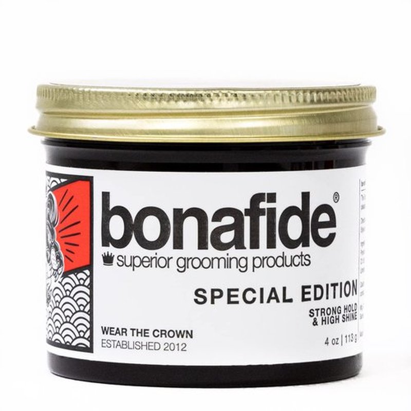 Bona Fide Pomade Special Edition 4oz. | Strong Hold High Shine, Water-Based Pomade, Non-Flaking Easy to Wash Out Formula, Lemon Cedar Wood Vanilla Fragrance