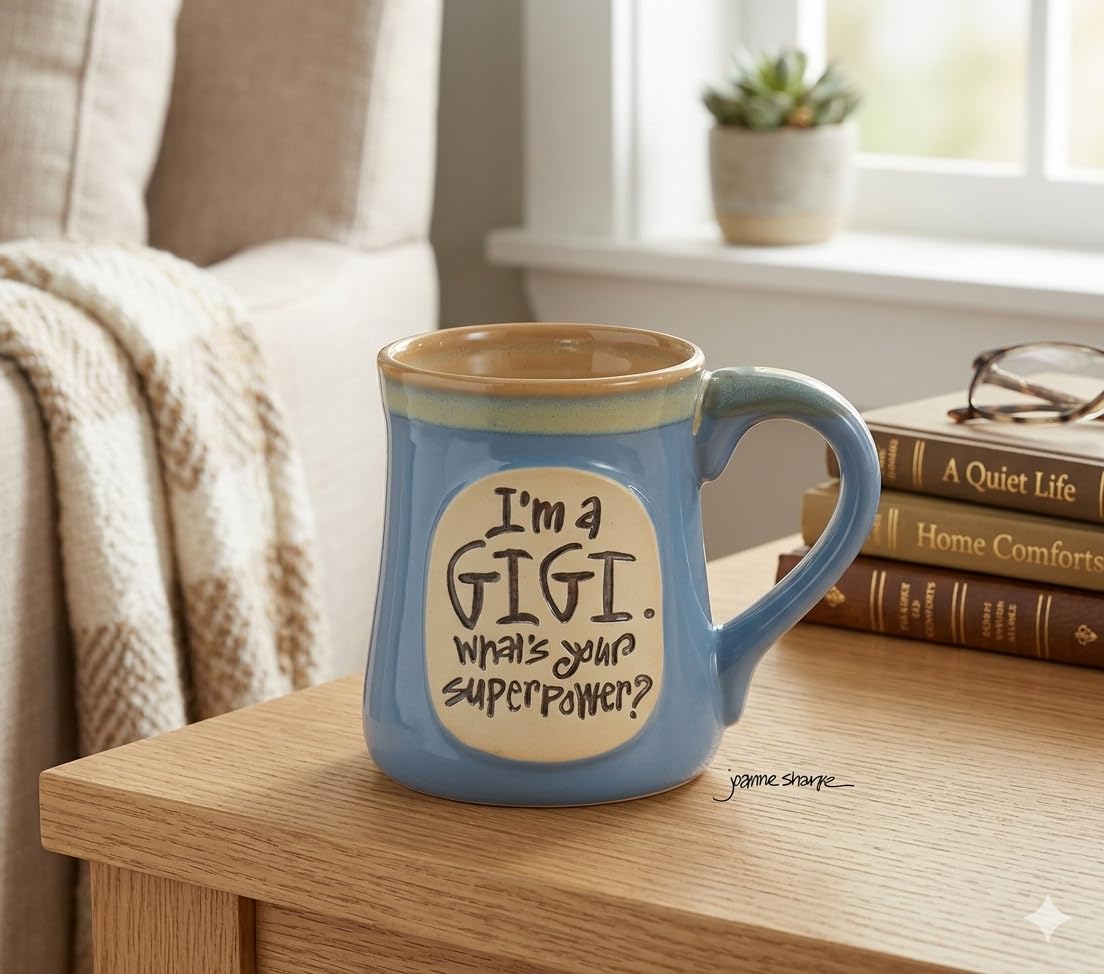burton+BURTON GiGi What's Your Superpower? 18oz Porcelain Coffee Mug – Floral Birthday Gift for Grandma with Gift Box