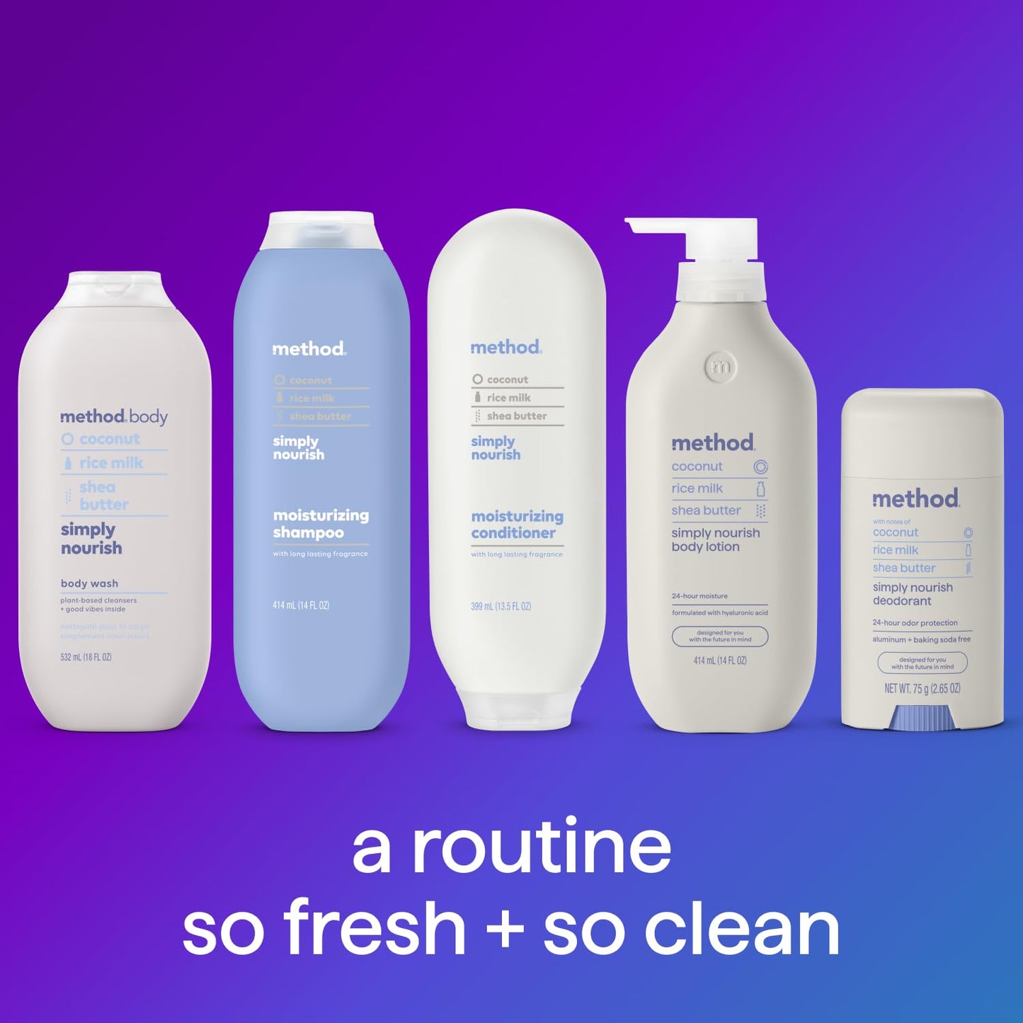 Method Body Wash, Simply Nourish, Paraben and Phthalate Free, 18 oz (Pack of 2)