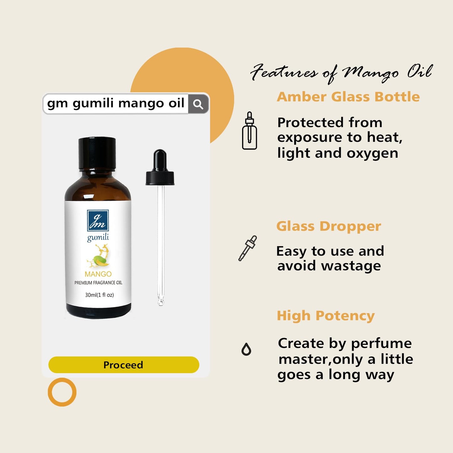 GM Gumili Mango Fragrance Oil, Perfume Oil, Home Scent Oils for Soaps, Candle Making, Dryer Balls, Diffusers, Laundry, Slime -1 oz /30ml