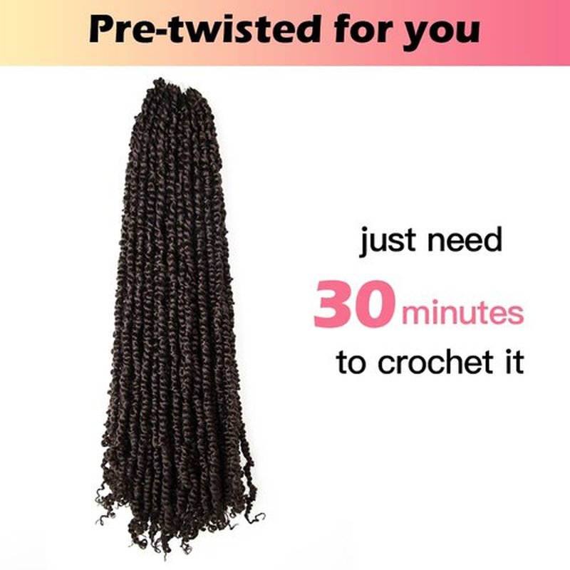 Niseyo 24 Inch Passion Twist Hair Pre-twisted 8 Packs Long Pre-looped Crochet Passion Twist Crochet Hair Long Braids (4#/Brown)