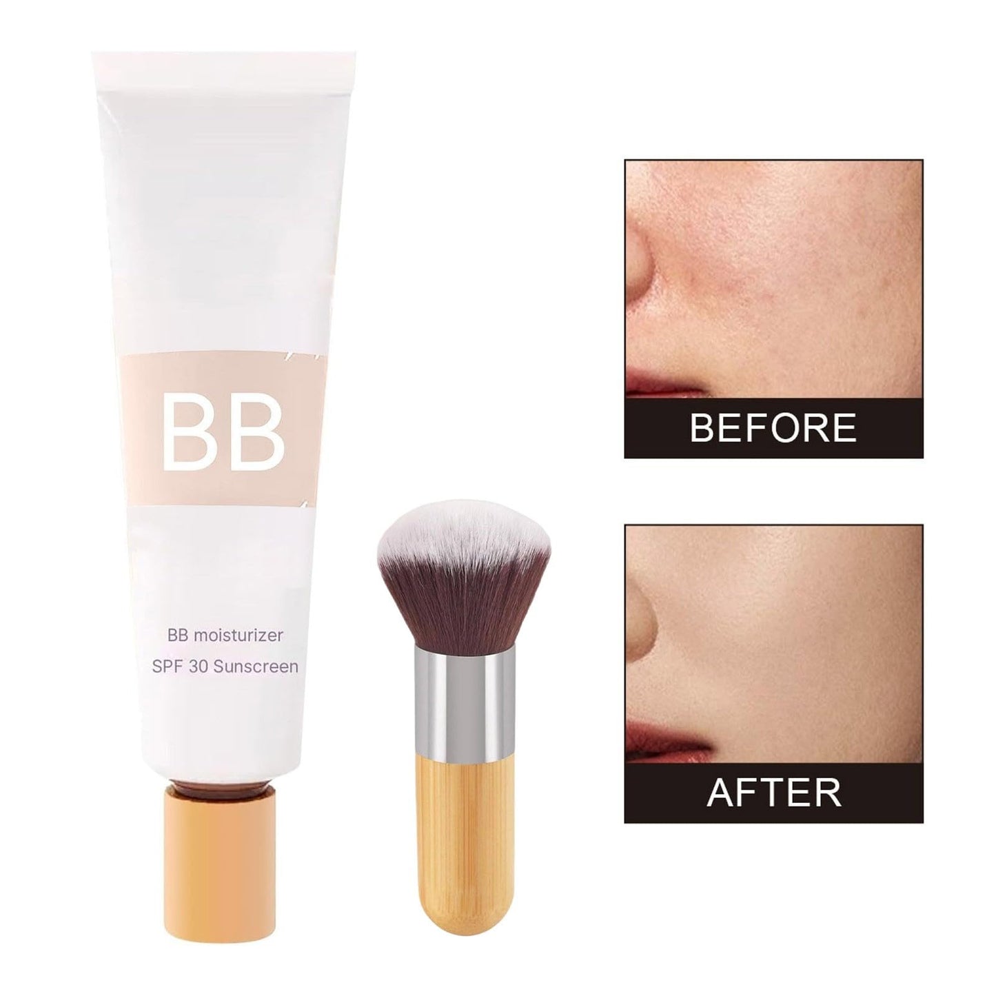 BB Tinted Moisturizer with SPF 30 - Broad Spectrum Sunscreen & Lightweight Blur Tinted Foundation, Buildable Medium Coverage for a Natural Matte Finish, Hydrating Skin Care (Ivory White)