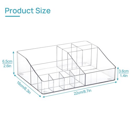 Vtopmart 1 Tier Clear Makeup Organizer with Drawer, Cosmetic Storage for Dresser Countertop and Bathroom Vanity, Beauty Holder for Lipstick Brush Skincare