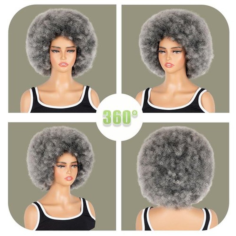 FYIMUYI Afro Wig - Soft 70s Afro Wig For Women Soft grey Afro Wigs Large Bouncy and Soft Natural Looking Full Wigs for Daily Party Cosplay Costume Halloweeen Afro Wig For Daily Party Use ﻿