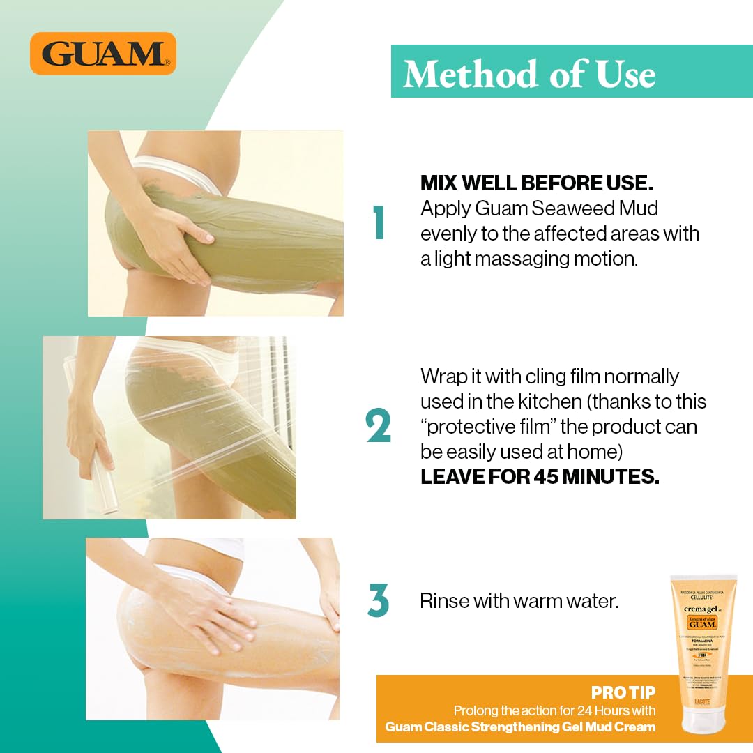 GUAM Anti-Cellulite Seaweed Mud Infrared Body Wrap – FAST-ACTION Skin Tightening & Firming Treatment with Tourmaline FIR