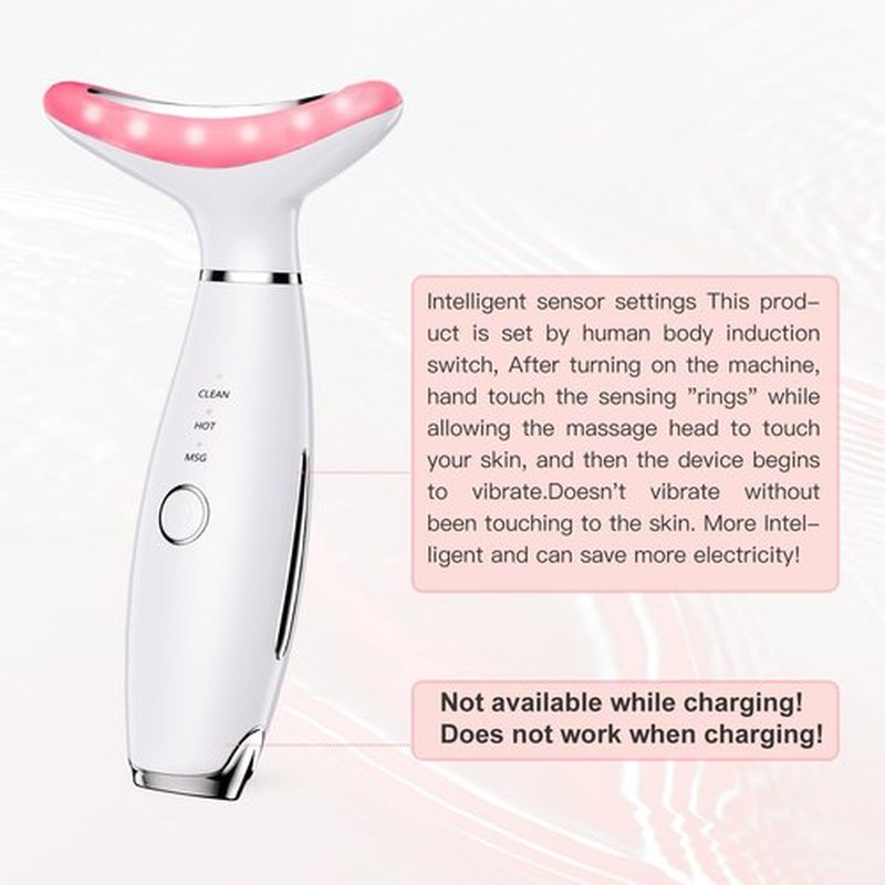 Neck Face Massager, 3-in-1 Facial Massager, Face Sculpting Tool with Vibration and Thermal, Portable Multifunctional Facial Device (White)