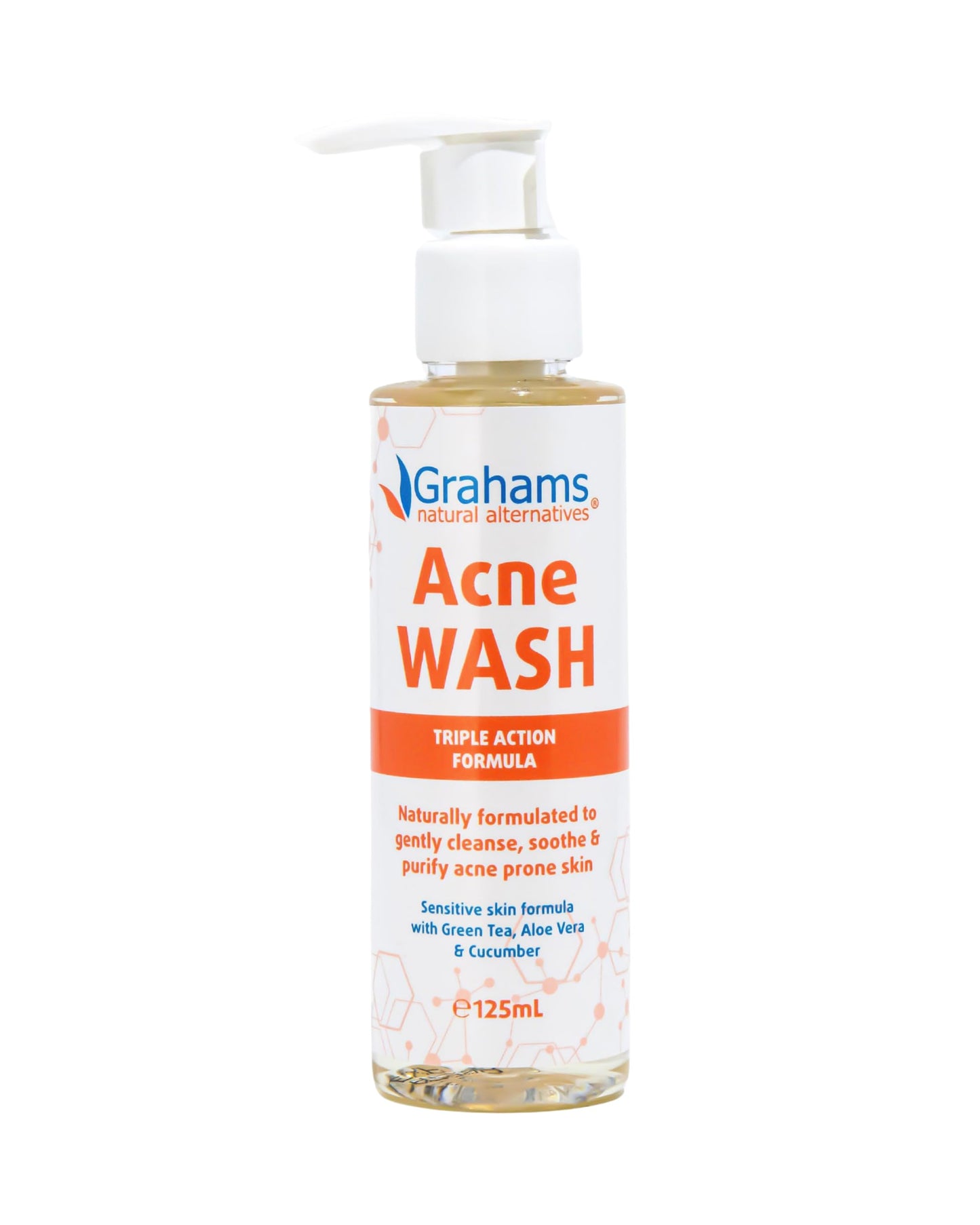 Grahams Natural All-Natural Acne Face Wash Gentle Acne Cleanser with Aloe Vera, Cucumber & Green Tea Extract - Reduces Breakouts, Calms Redness, Hydrates Skin - Hypoallergenic (4.23 fl oz)