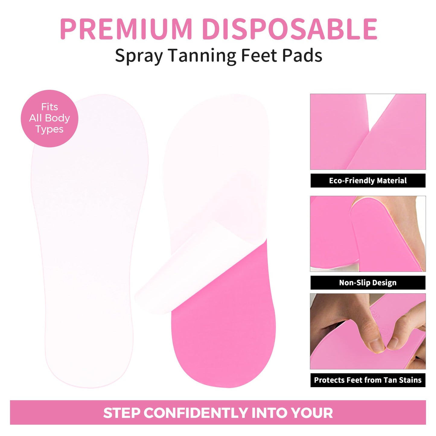 100 Pcs Tan Spray Tanning Essentials Kit: 20 Each Hair Nets, Nose Plugs, Sticky Spray Tan Feet Pads & Disposable Undergarments,Premium Quality Accessories for Salon