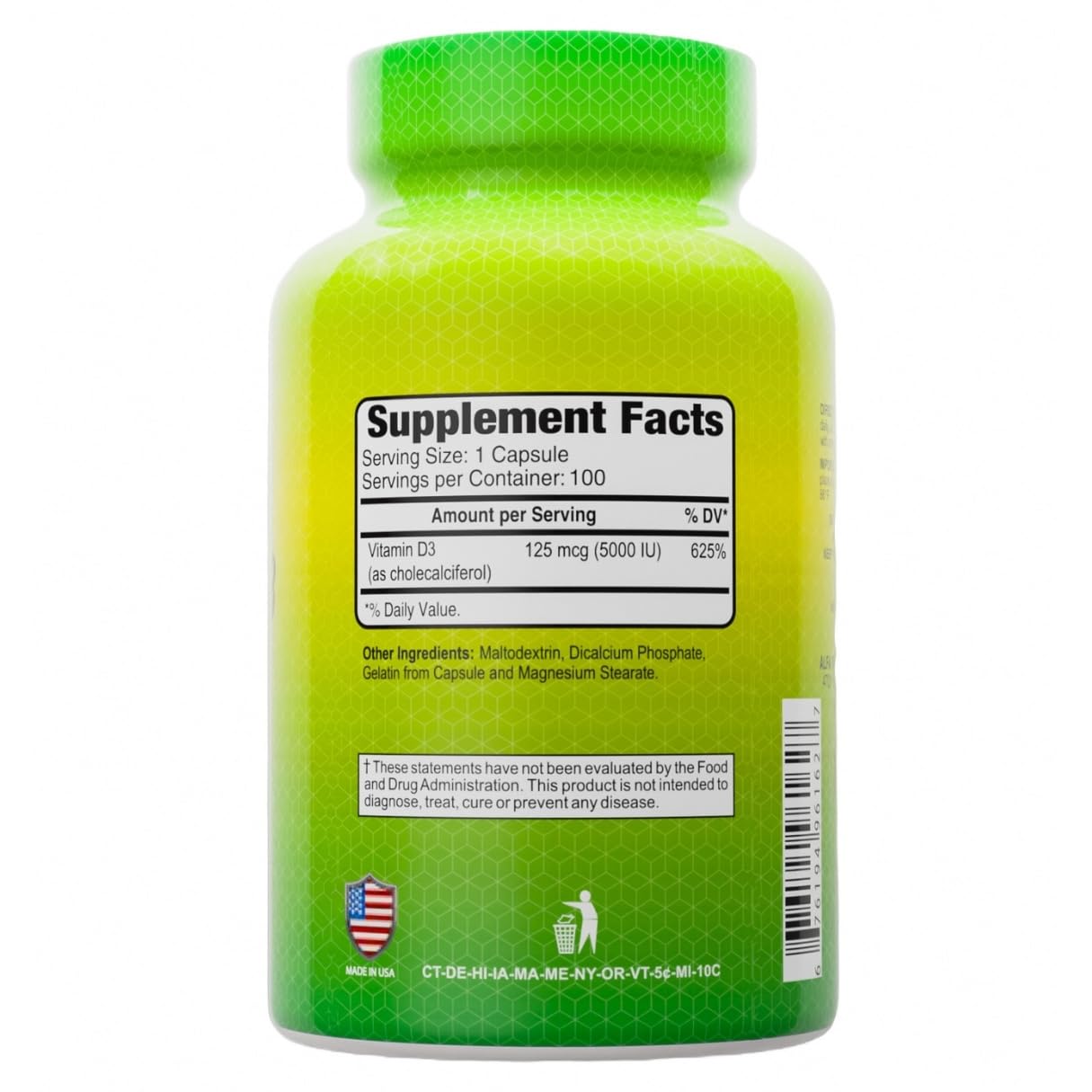 ALFA VITAMINS Vitamin D3 1000 IU Supplement, Supports Immune Health, Calcium Absorption, Healthy Bones & Joints, Dietary Supplement for Daily Wellness, Non GMO, Gluten Free, 100 Capsules