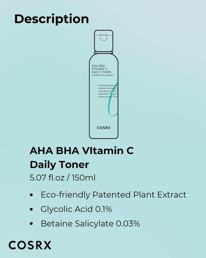 COSRX ABC Daily Toner, Korean Toner for Day & Night with AHA, BHA, & Vitamin C, Refreshing Exfoliating Toner for Clean Radiant Skin, Korean Skin Care, 150ml, 5.07 fl.oz