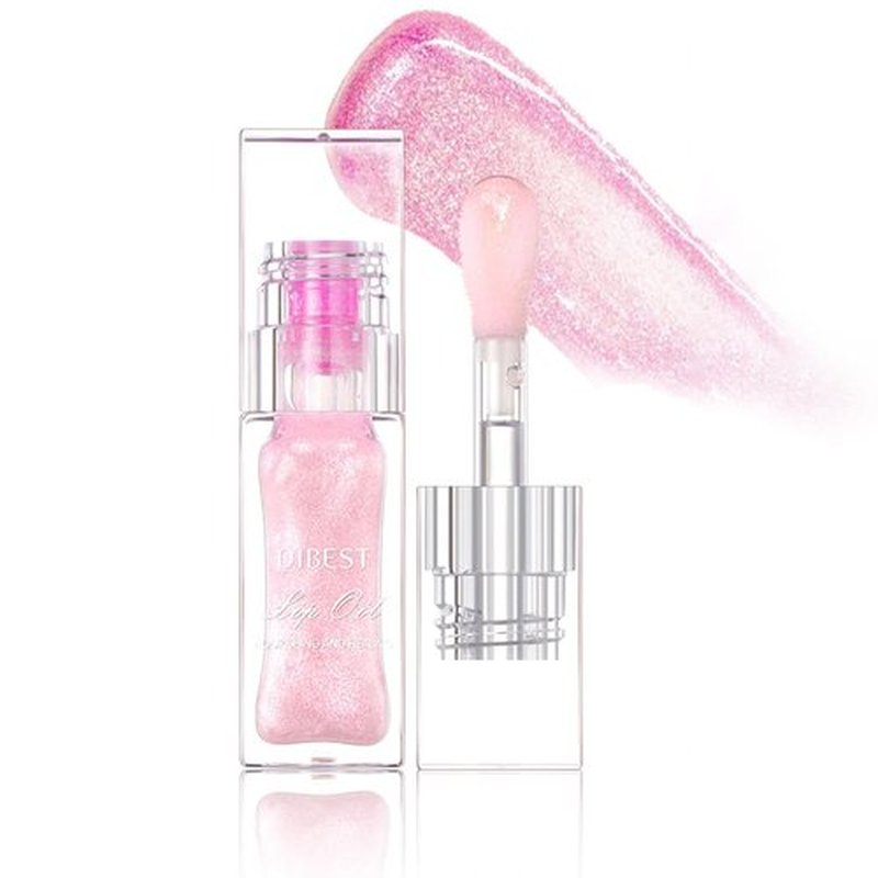 FYEBOO Magic Color Changing Lip Oil Ph, Glitter Lip Gloss, Upgraded Big Brush Head Moisturizing Lip Oil, Color Changing with Temperature, Moisturizing & Sparkling (Pink, 0.3 Oz)