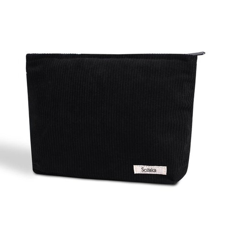 Cosmetic Bags for Women - Corduroy Cosmetic Bag Aesthetic Women Handbags Purses Smile Dots Makeup Organizer Storage Makeup Bag Girls Case Bags (Pure Black)