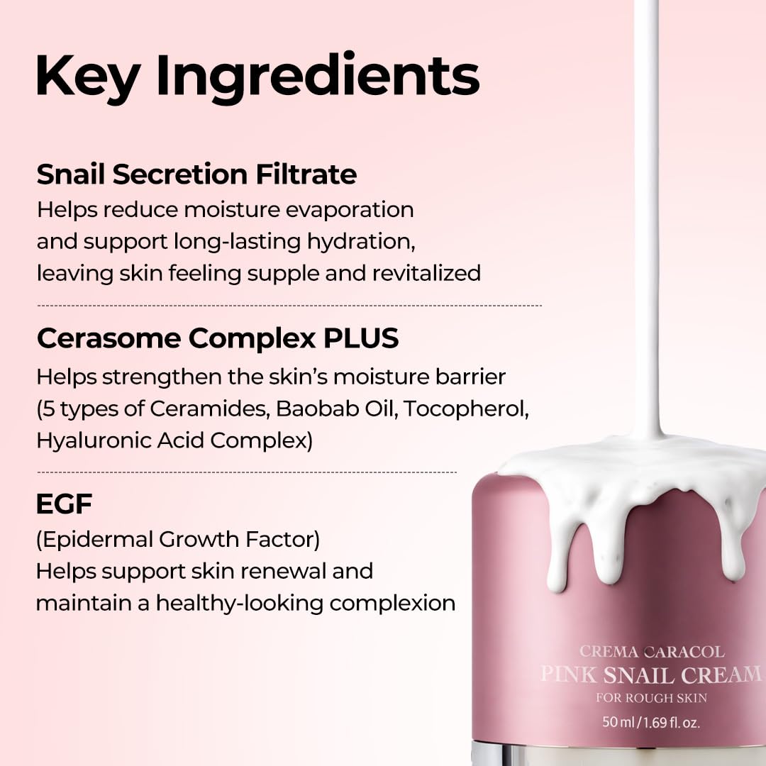 Jaminkyung Pink Snail Brightening Moisturizer - Hydrating Gel Cream for Glass Skin & Radiance, Lightweight Fast Absorbing Face Cream for Sensitive Skin, Korean Beauty, 1.69 fl oz