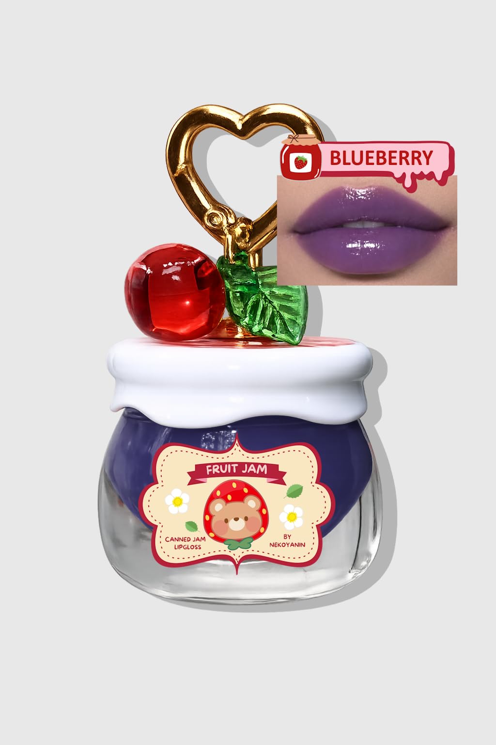 Nekoyanin Fruit Jam Lip Gloss Keychain (Blueberry, 1.5oz)