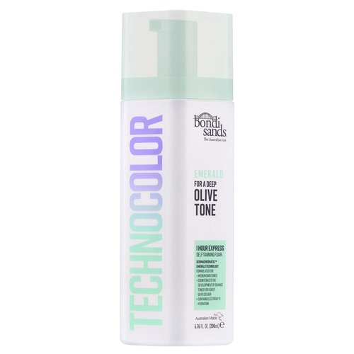 Bondi Sands Technocolor Emerald 1 Hour Express Self Tanning Foam|Best for Medium Skin Tones Looking to Achieve a Deep, Olive Toned Tan|6.76 fl. oz.