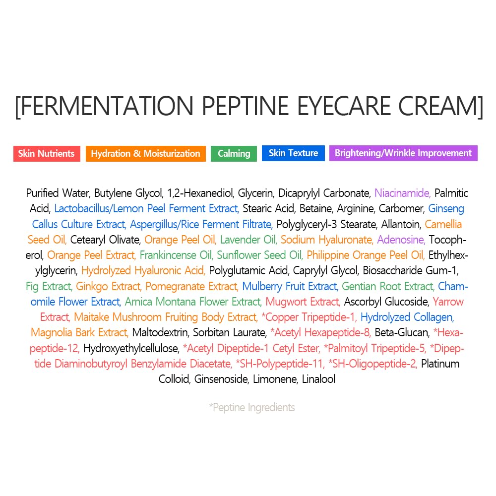 SWANICOCO Pregnancy Safe Fermentation Peptine Eye Care Cream Under Eye Cream with 8 Peptides and Niacinamide, Anti Aging Eye Cream for Wrinkles & Crows Feet Korean Skincare 20ml 0.68 Fl Oz