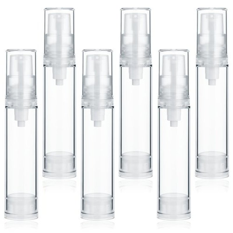 Giantree 6 Pcs 10ml Vacuum Lotion Bottles, Mini Pump Bottle Airless Travel Bottles, Clear Airless Pump Bottles Refillable Lotion Pump Bottles Containers Foundation Toiletries Vacuum Container(10ML)