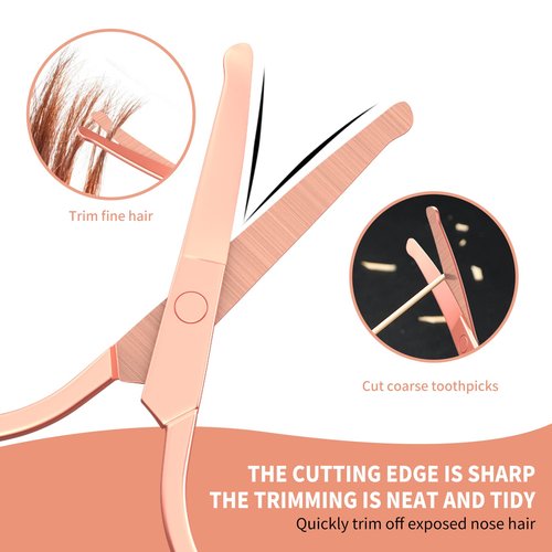 Small Scissors, Eyebrow Scissors, Nose Hair Scissors Round Tip Design, Will Not Hurt the Nasal Cavity. Nail Scissors for Hair, Eyelashes, Nose, Eyebrow Trimming, Mustache. Gold- AsonTao