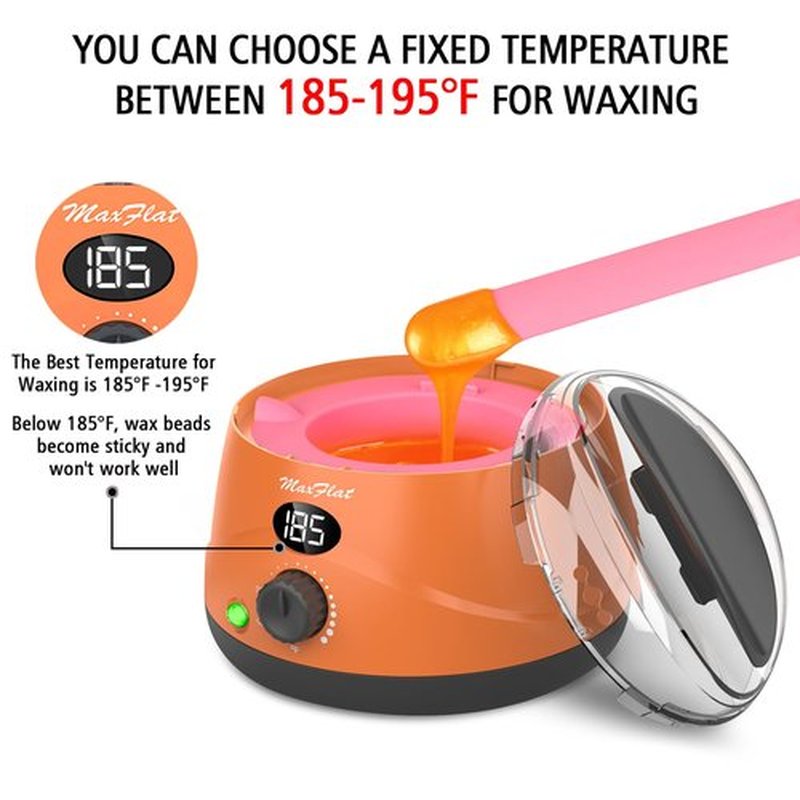MaxFlat Waxing Kit for Women and Men, Digital Wax Pot Hard Wax Kit with Upgrade Brazilian Wax for Full Body Armpit Leg Bikini Waxing (Orange)
