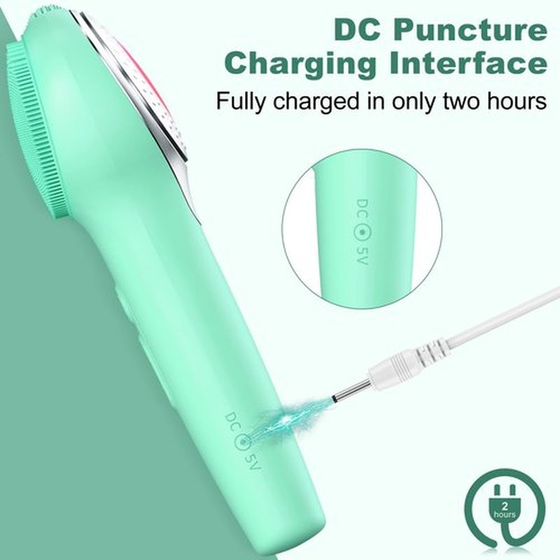 Facial Cleansing Brush, Silicone Electric Face Scrubber Waterproof Sonic Vibration Face Cleanser Brush for Men Women, Rechargeable Face Brushes with Nose Scrub Brush Exfoliating Massaging(Green)