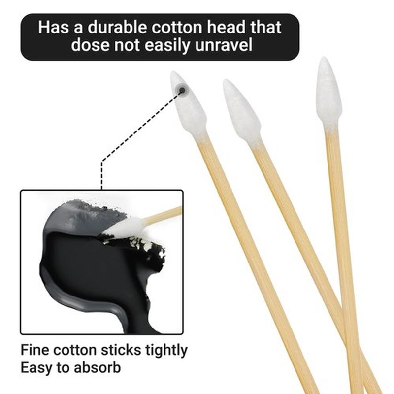 600PCS 6'' Lint Free Pointed Long Cotton Swabs - Pure Cotton Tips Gun Cleaning Swabs with Durable Stem, Also fit Makeup, Pet Care, Electronic, Household, Boxed