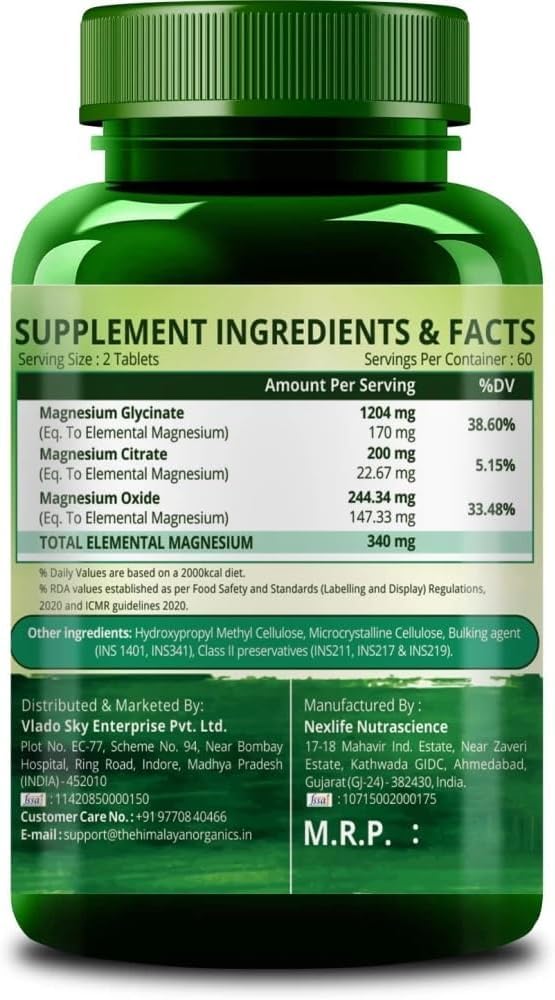 THO Magnesium Citrate 1648mg (120 Veg Tablets) 100% Herbal with Known Side Effects - by Venus.Exports