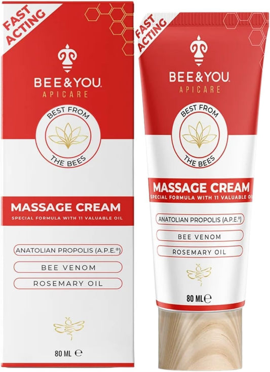 Massage Cream with Propolis & Bee Venom | Soothing Herbal Oils for Body & Foot Relaxation - 2.7 fl oz
