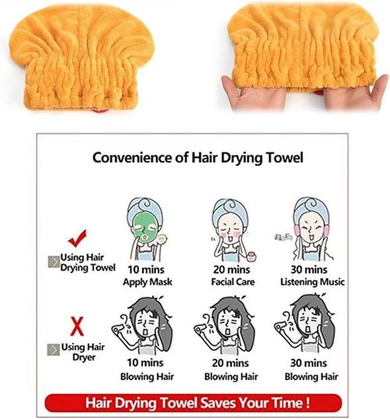 TETNYWP Beyonddraw Super Absorbent Hair Towel Wrap for Wet Hair, Microfiber Hair Towel Wrap for Women Long Hair, Towel Hair Wrap for Kids, Curly Hair Drying Towels Fast Dry (2PCS-B)