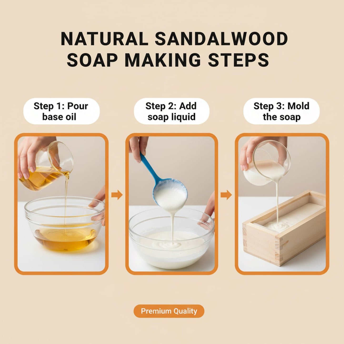 verovita Handmade Sandalwood Soap - Cold Process, 48 Days Cured, pH Balanced, Plant Oils, 3oz + Foaming Net