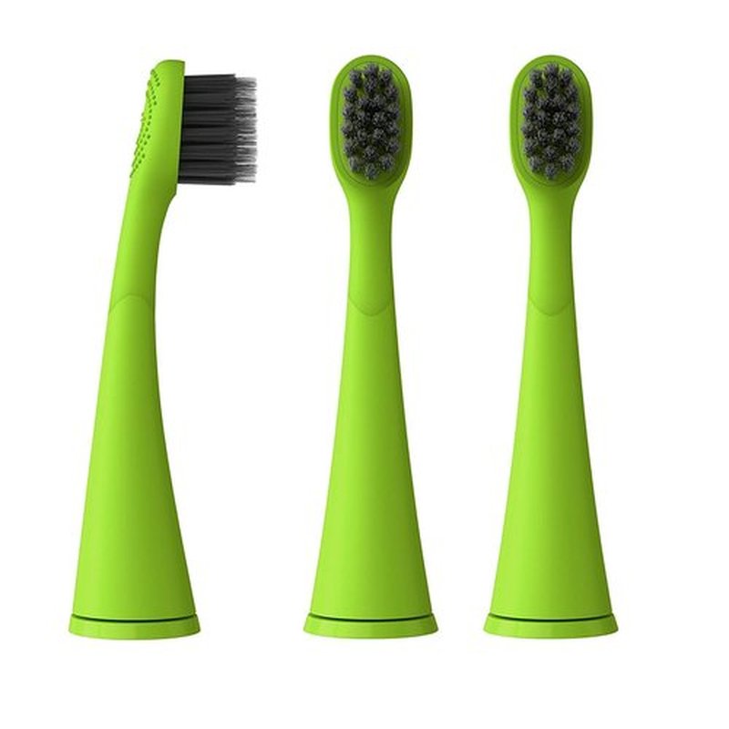 BURSTkids Electric Toothbrush Replacement Heads 3-Pack, Green - Ultra Soft Bristles for Deep Clean – Perfect Fit with BURSTkids Sonic Kids Toothbrush – 9 Month Supply of Brush Heads