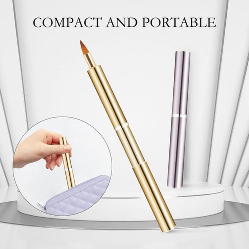 Unaone 2 PCS Lip Brush for Lipstick, Portable Retractable Lip Brush Applicators for Lipstick Lip Gloss Lip Concealer Makeup Brushes Tool (Pink/Gold)